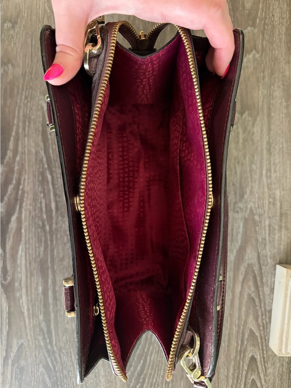 Kate Spade patent leather satchel in Mahogany